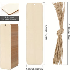100pcs Wood Blank Bookmarks DIY Wooden Craft Bookmark Rectangle Shape