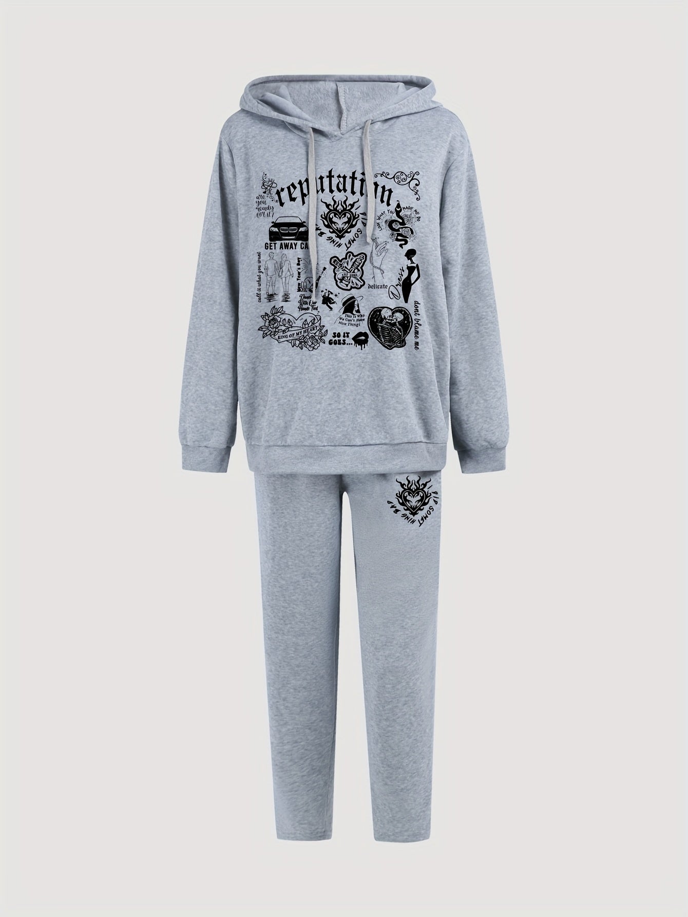 Gothic Graphic Hoodie & Sweatpants Set