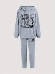 Gothic Graphic Hoodie & Sweatpants Set