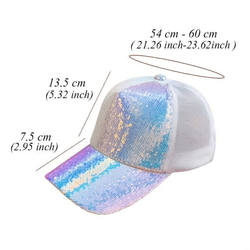 Sequin Hip Hop Baseball Cap Trucker Hat For Women