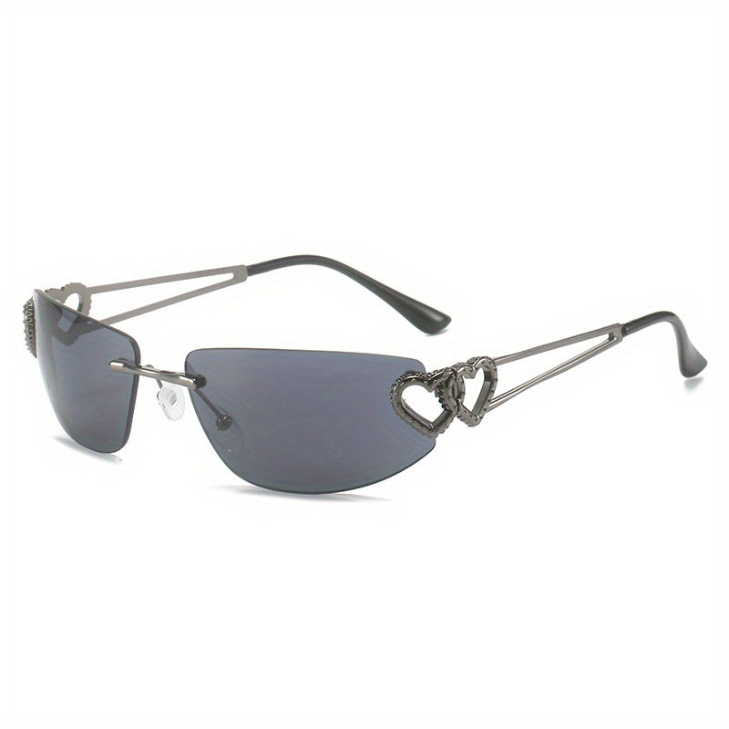 Y2K Rimless Sunglasses Oval Gradient UV400 Sun Shades