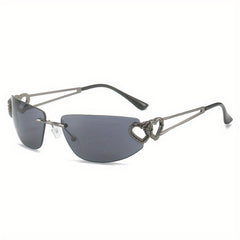 Y2K Rimless Sunglasses Oval Gradient UV400 Sun Shades