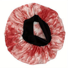 Cartoon Flower Print Satin Bonnet Elastic Hair Cap