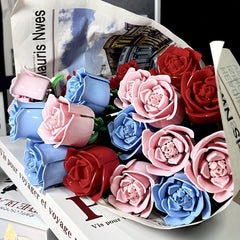 DIY Building Block Roses Red Tabletop Decor Art for Christmas Halloween