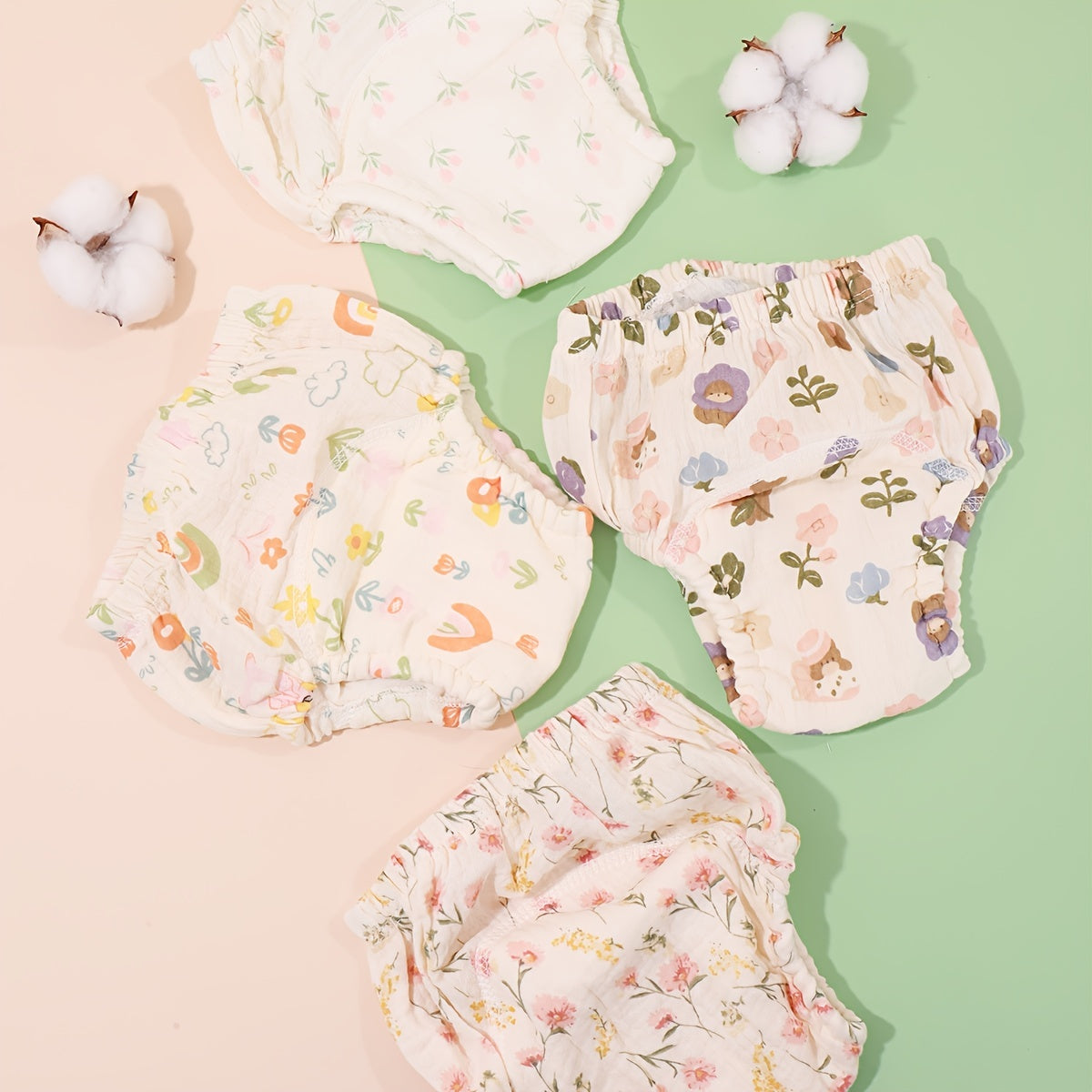 Waterproof Fabric Floral Diaper Pockets Training Pants