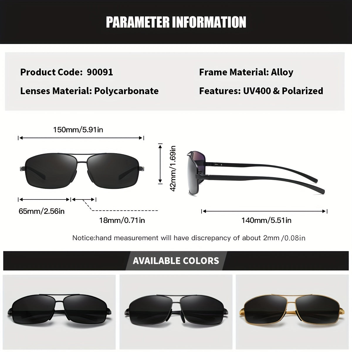 RoyalHot Polarized Sunglasses Rectangle Frame Driving Glasses