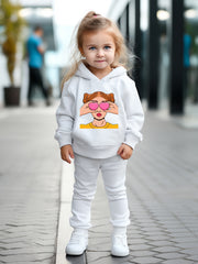 OERYUI Girls Boys 2pcs Fashionable Print Hooded Pullover Pants Set