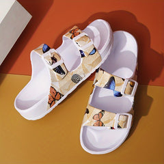 Women's Butterfly Quick Drying Footbed Slides Sandals