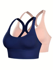2pcs Sports Bras Comfy Breathable Push Up Shockproof Women's Lingerie Underwear