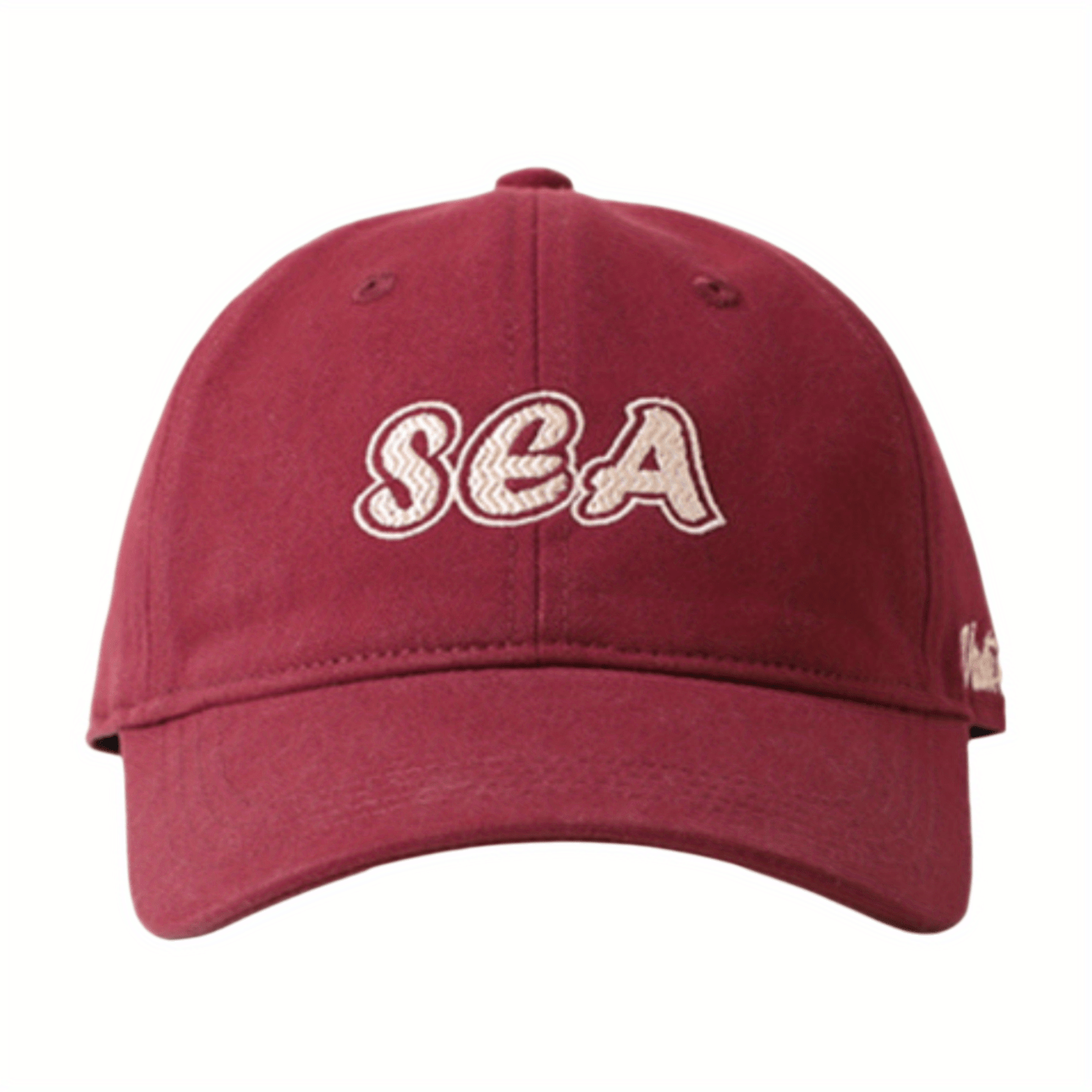 SEA Embroidery Red Baseball Cap Unisex Lightweight Sun Hat Adjustable