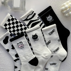 10 Pairs Cartoon Print Socks Women's Stockings