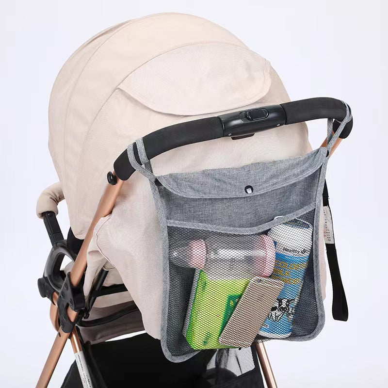 Stroller Storage Bag Adjustable Straps Universal Organizer Linen Mesh Bag