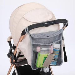 Stroller Storage Bag Adjustable Straps Universal Organizer Linen Mesh Bag