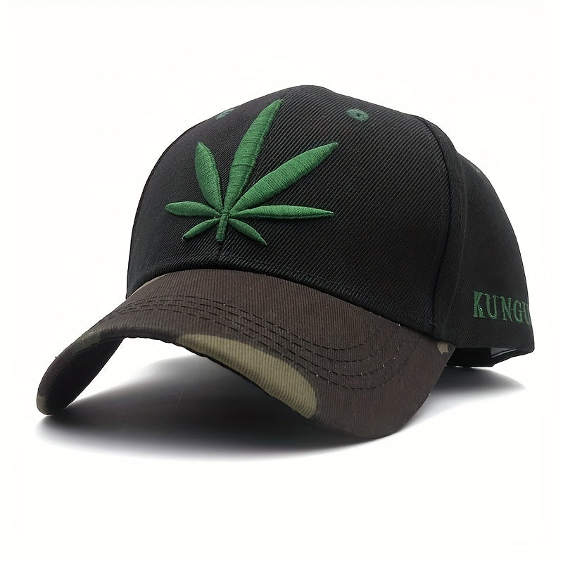 Leaf Embroidery Baseball Cap Camouflage Dad Hat Hip Hop Adjustable Sun Hats