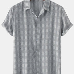 Men's Casual Plaid Short Sleeve T-Shirt for Summer