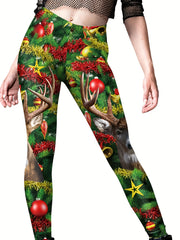 Christmas Print Sports Leggings High Waist Tight Pants