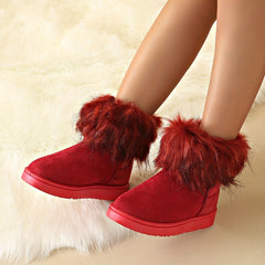 Women's Thickened Fur Snow Boots Warm Short Boots