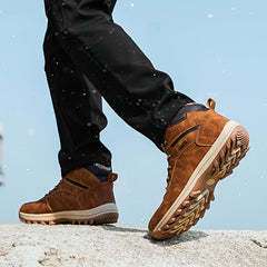 Men's Plush Lined Ankle Boots Warm Lace Up Durable Shoes Non-Slip