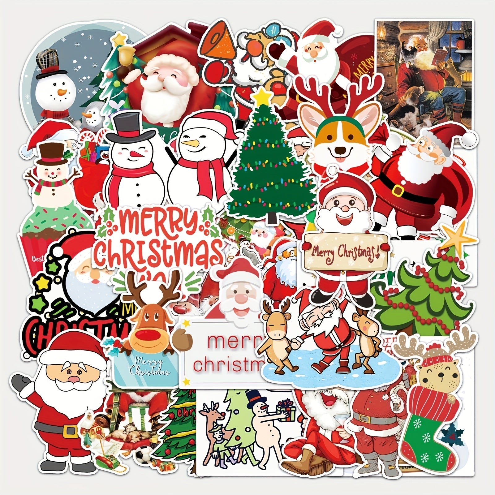 50 Christmas Doodle Stickers DIY Notebook Skateboard Water Cup Lug