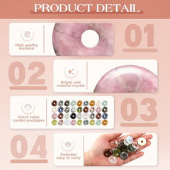 10pcs Random Mixed Worry Stones Donut Lucky Coin Crystal Bulk 20mm