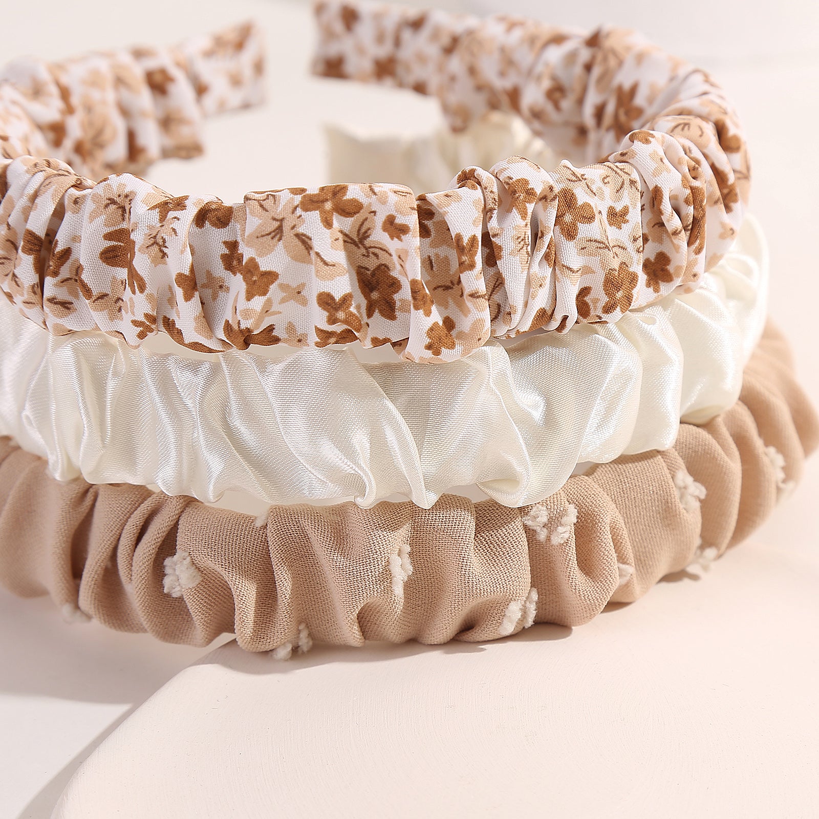 3pcs Ditsy Floral Print Ruffle Headband Set