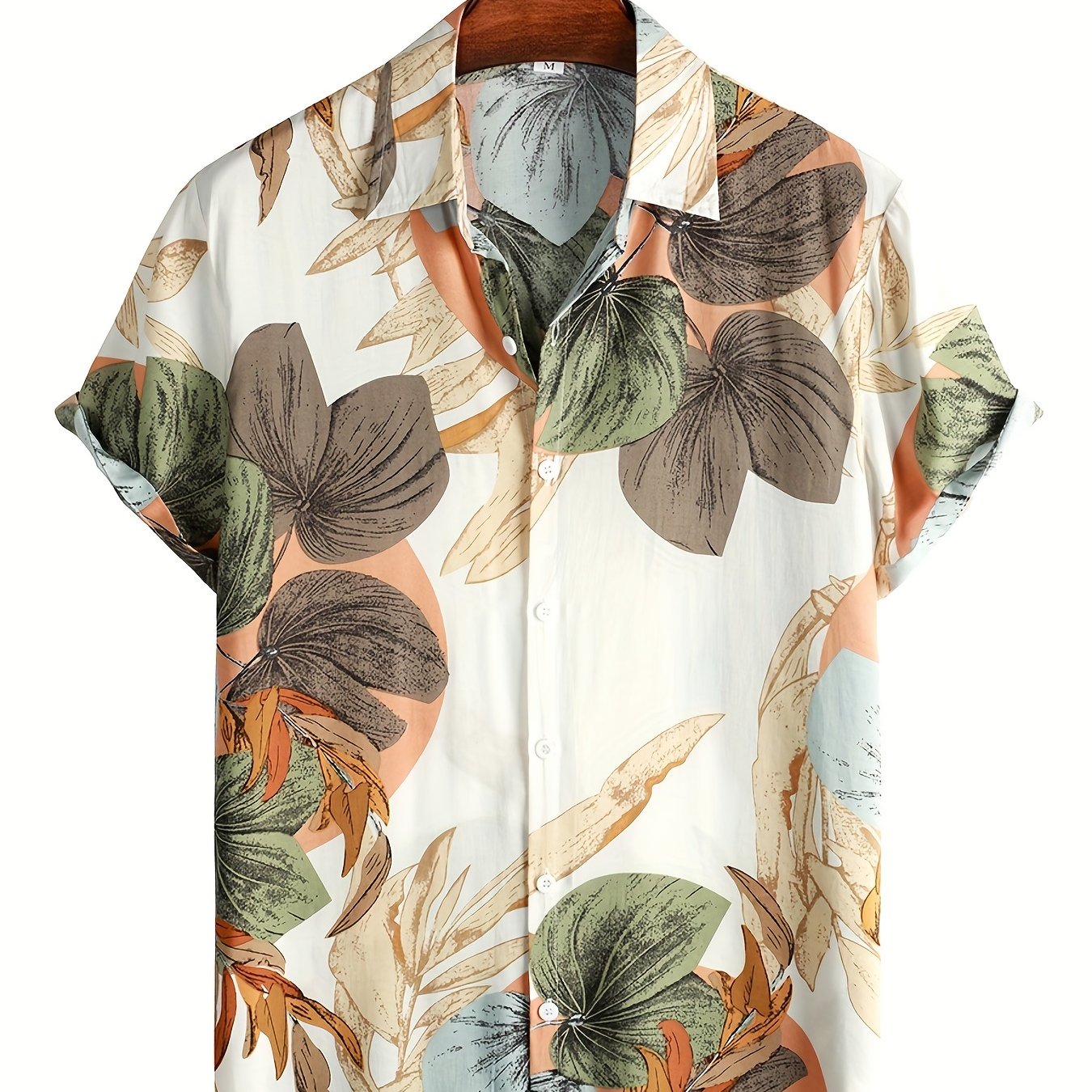Men's Tropical Leaf Print Hawaiian Shirt