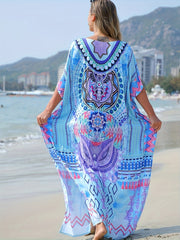 Boho Cover Up Women's Plus Geo Print Kaftan