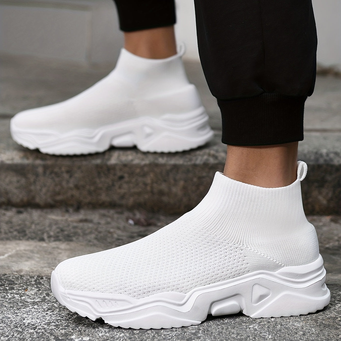 Men's Knitted Breathable Slip On Casual Shoes Lightweight Sock Shoes
