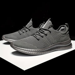 Men's Breathable Knit Lace Up Sneakers - Casual Outdoor Running Shoes