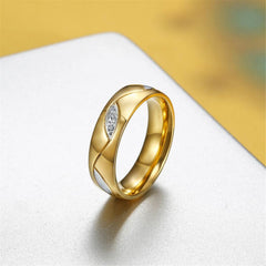 Classic 18k Plated Couples Stainless Steel Ring