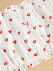 Heart Print Bra & Panties Set Women's Lingerie