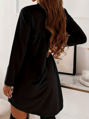 Solid Ruched Long Sleeve Mini Dress
