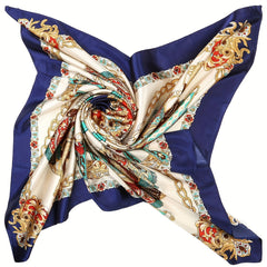 Boho Square Scarf Classic Block Silk Shawl Neckerchief Bandana