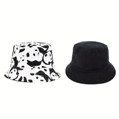 Printed Bucket Hat Cartoon Pattern Reversible Sunscreen Fisherm