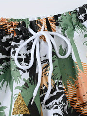 Boys Trees Print Shorts for Vacation Beach Kids Summer Clothes