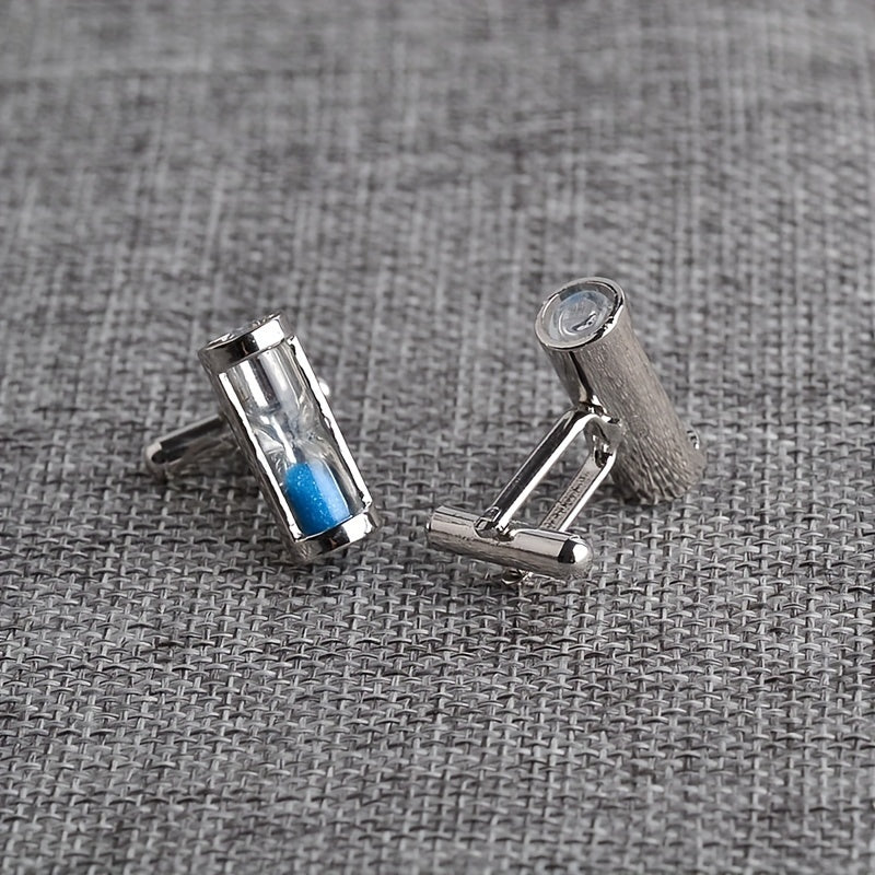 Time Hourglass Crystal Cufflinks for Men