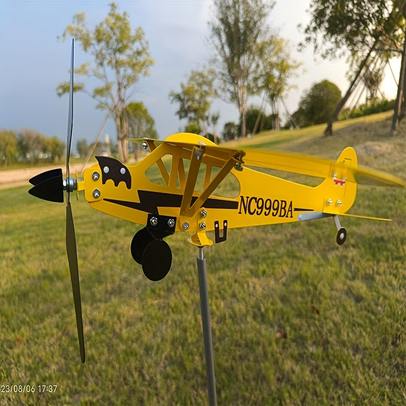 Airplane Weather Vane Metal Wind Spinner for Barn Yard Garden