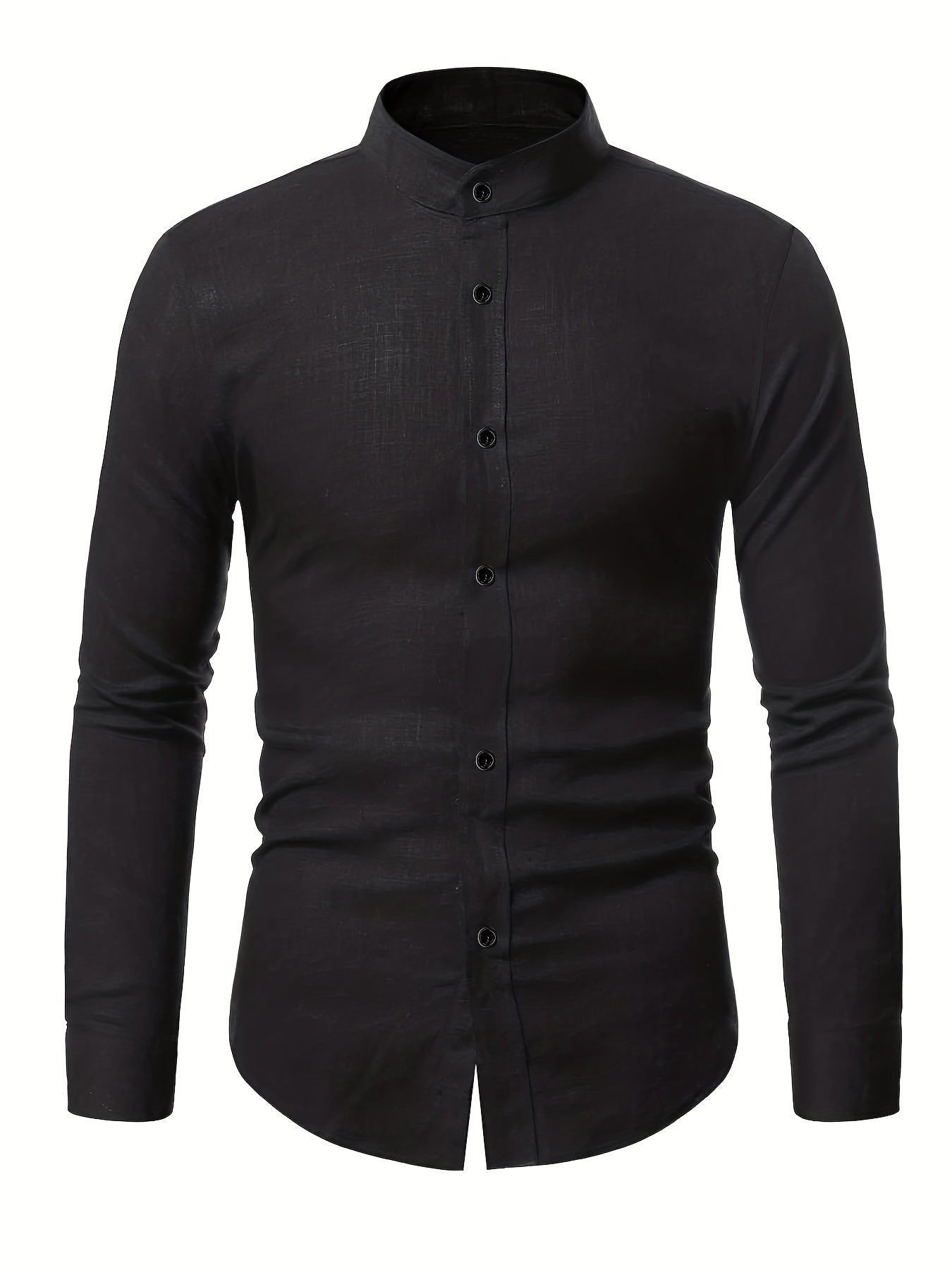 Men's Casual Stand Collar Long Sleeve Shirt for Spring Summer Autumn