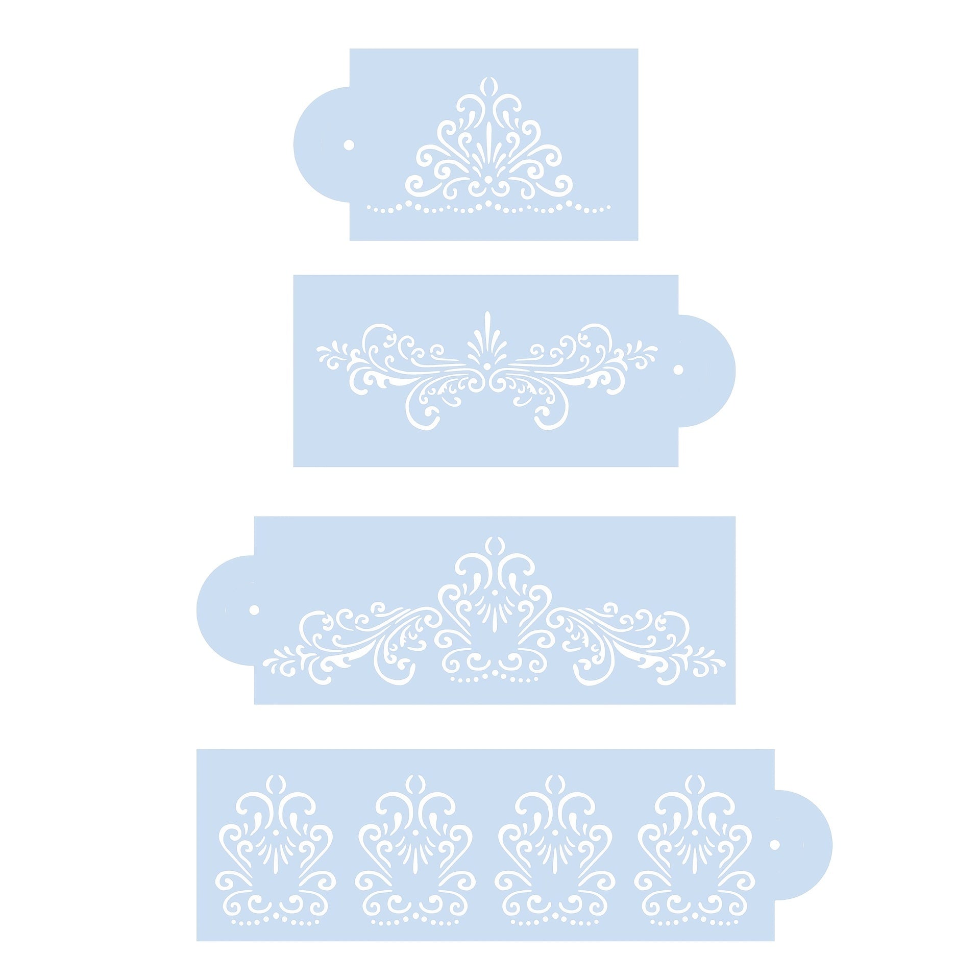 4pcs Cake Decorating Stencils & Templates - Easy Floral Design
