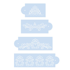 4pcs Cake Decorating Stencils & Templates - Easy Floral Design