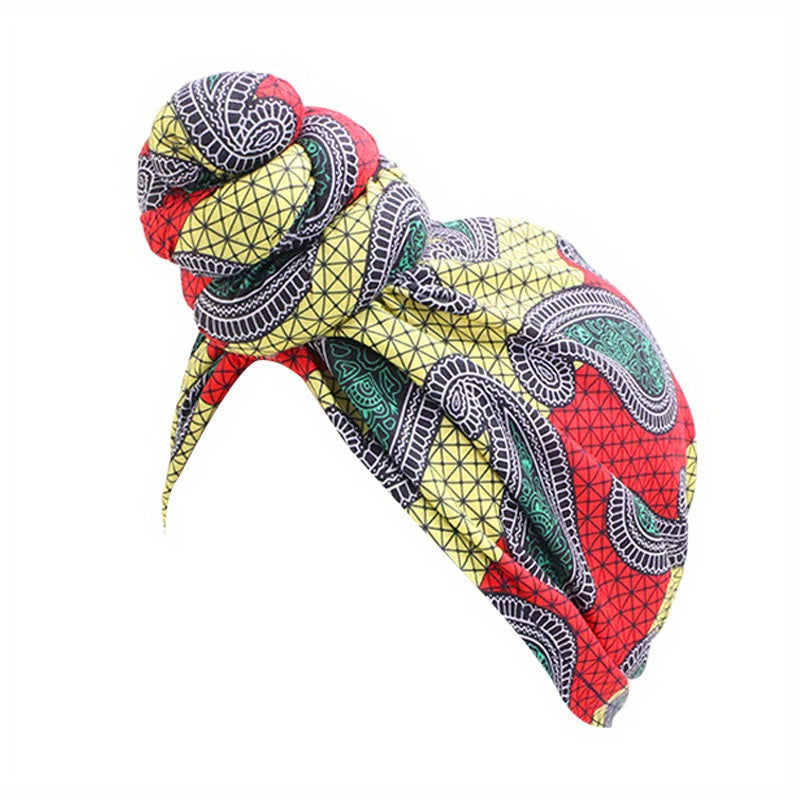 Boho Print Turban Cap Vintage Head Wrap Bandanas Stretchy Beanie Hat