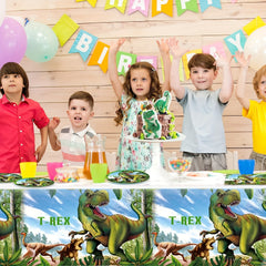 51pcs Dinosaur Birthday Party Supplies Dino Plates Napkins Tablecloth Forks