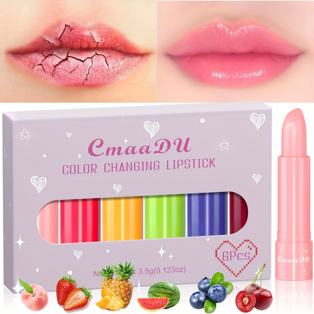 6pc Magic Lipstick Set Long Lasting Moisturizing Lip Balm Fruit Flavor