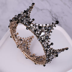 Baroque Crown Bridal Crystal Tiara Crown Gothic Wedding Headpiece Vintage Queen