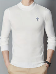 Men's Cross Pattern Knit Sweater Warm Pullover for Fall Winter