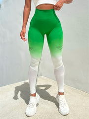 Women's High Waisted Gradient Yoga Pants Hip Lifting Sports Yoga Pants