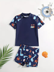 Boys 2pc Swimsuit SHARK Print Beach Quick Dry
