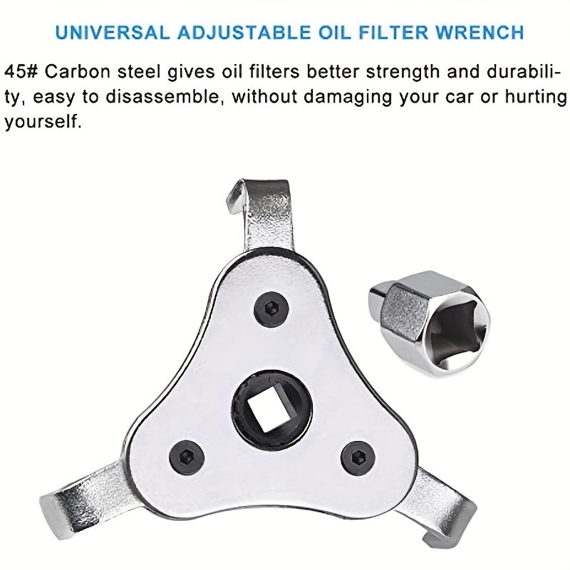 Universal Filter Wrench 3 Jaw Adjustable Tool For Filters 2 1 2 - 4 5 Inch