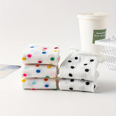 5 Pairs Polka Dot Socks Mid Tube Women's Stockings