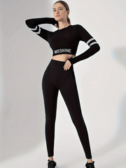 Stripe Pattern Tight Long Sleeve Top Fitness Yoga Running Top